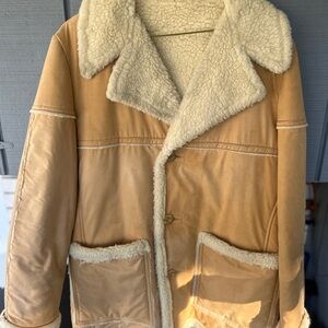Vintage Cresco Sheepskin Suede Shearling Coat Western Sherpa Ranch Marlboro Man